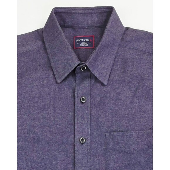 Untuckit Size Medium Mens Plum Flannel Long Sleeve Logo Tag Cotton Pocket Shirt - Picture 5 of 9